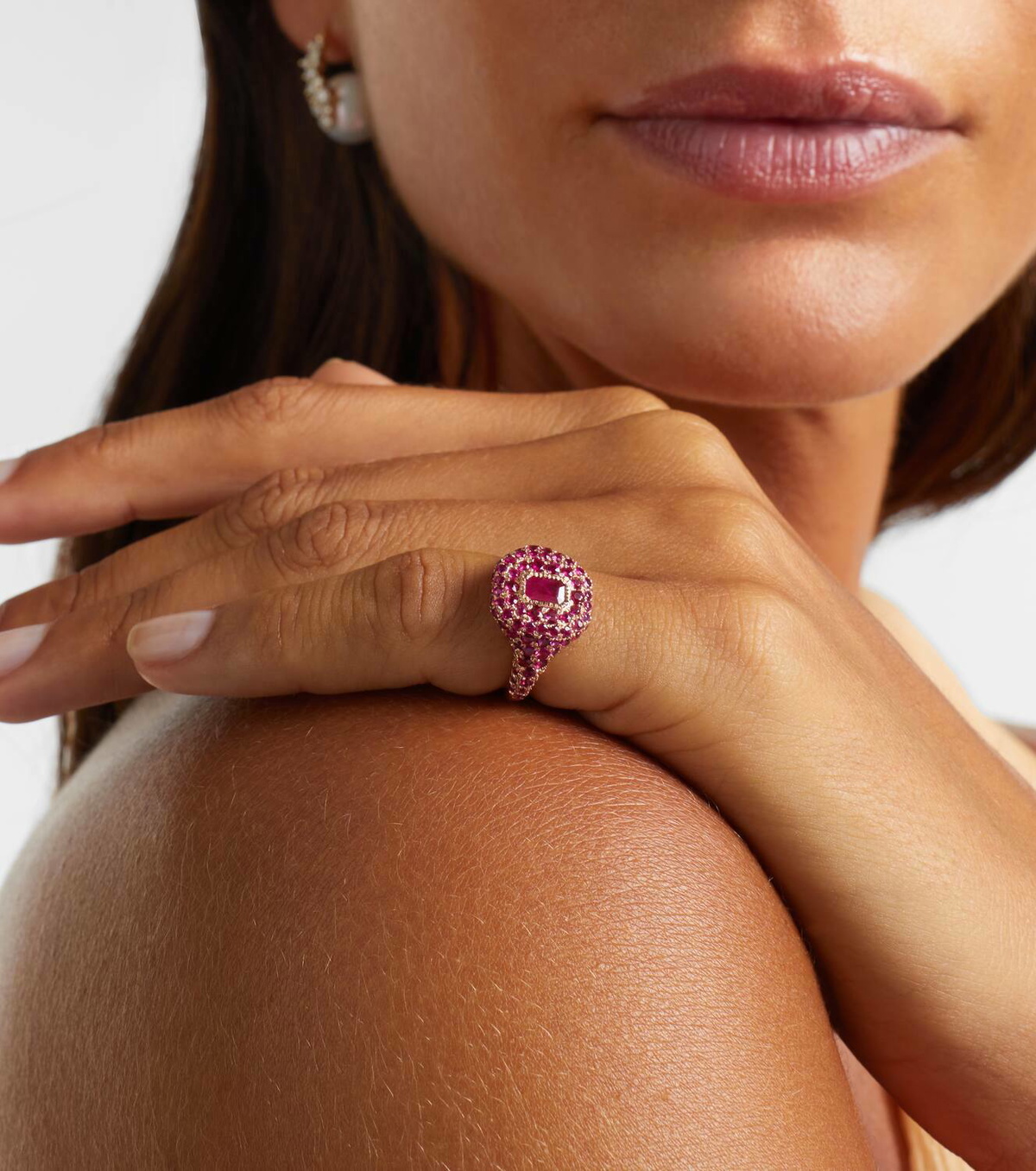 Shay Jewelry 18kt rose gold pinky ring with ruby
