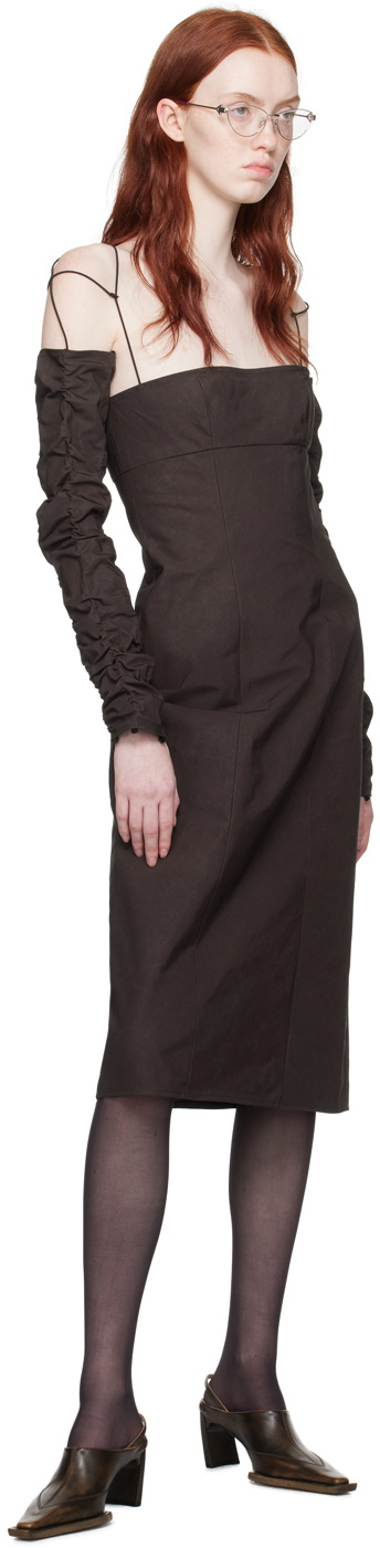 Elena Velez Brown Straight Midi Dress
