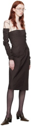 Elena Velez Brown Straight Midi Dress