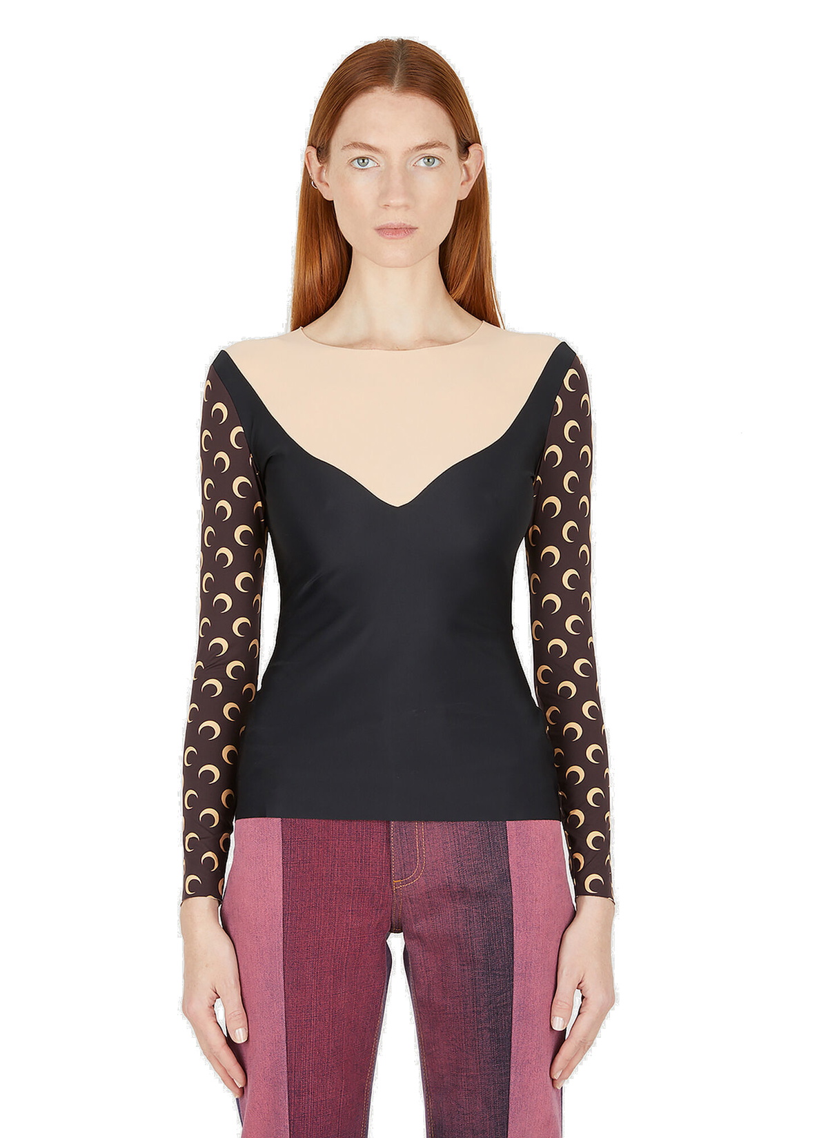 Trompe L'oeil Neckline Top in Black Marine Serre