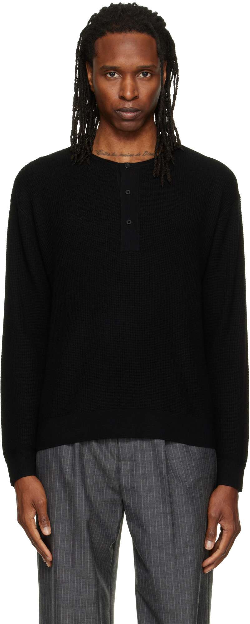 Studio Nicholson Black Corine Knit Henley
