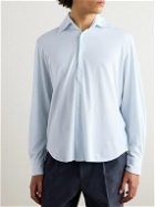 Stòffa - Cotton and Silk-Blend Polo Shirt - Blue
