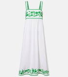 Juliet Dunn Embroidered cotton and linen midi dress