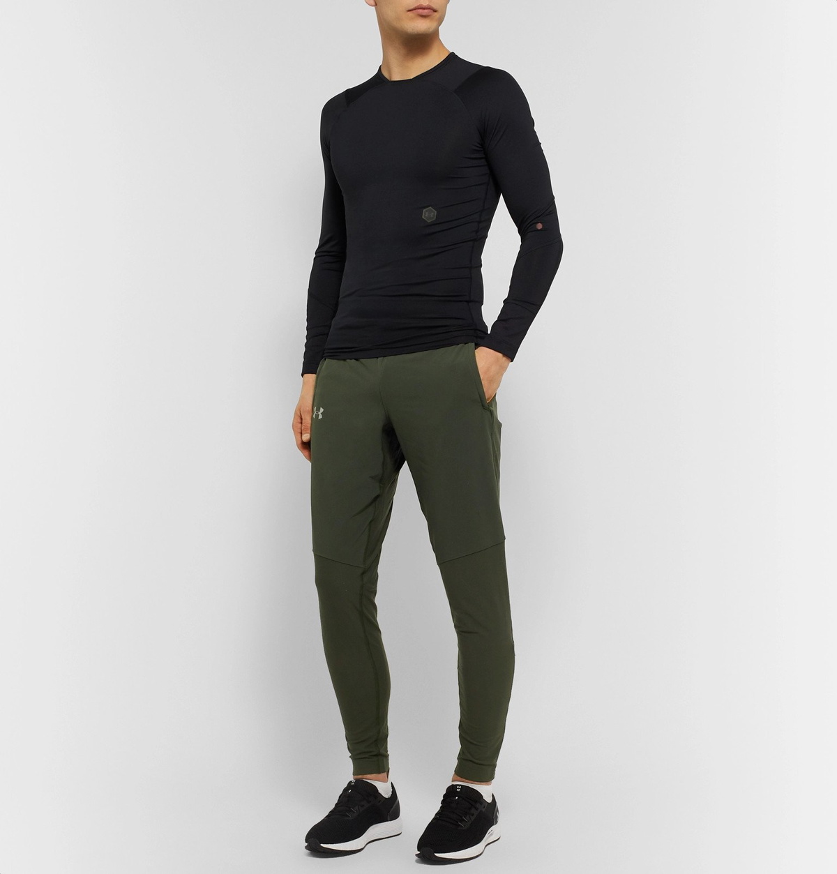 Under Armour - Qualifier Slim-Fit Tapered Panelled Jersey Track Pants -  Green