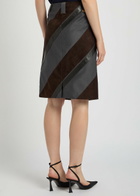 Versace Panelled Leather and Mohair-blend Knee-length Skirt Grey