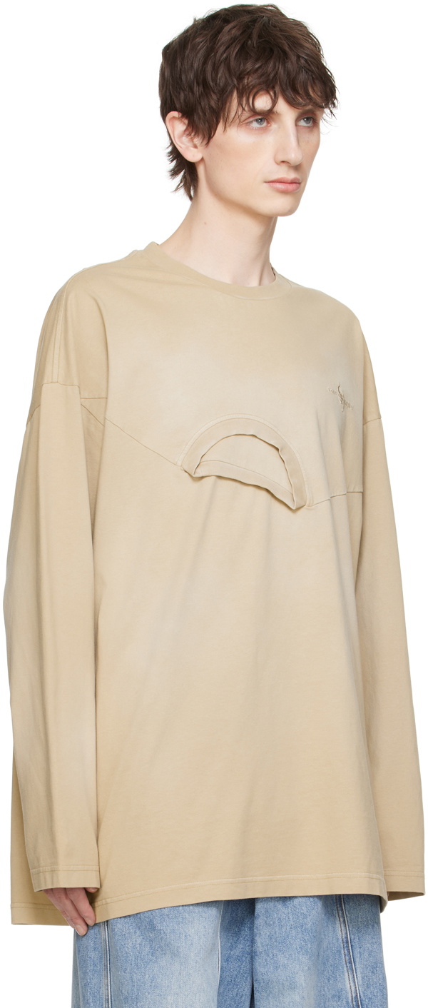 【関税込み】Feng Chen Wang ベージュ コットン Tシャツ Feng Chen Wang Beige Double Collar T-Shirt Feng Chen Wang