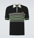 Dolce&Gabbana Embroidered striped silk and cotton polo shirt
