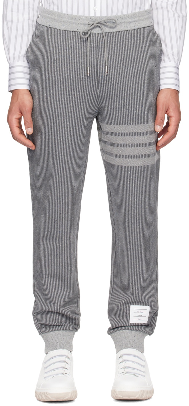 Photo: Thom Browne Gray Striped Sweatpants