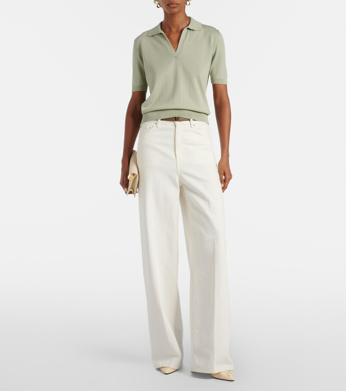 Altuzarra Clay cropped cotton and silk polo shirt