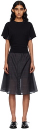 sacai Black Glen Check & Cotton Jersey Midi Dress
