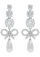 Self-portrait Crystal-embellished bow Drop Earrings - Silver - One Size