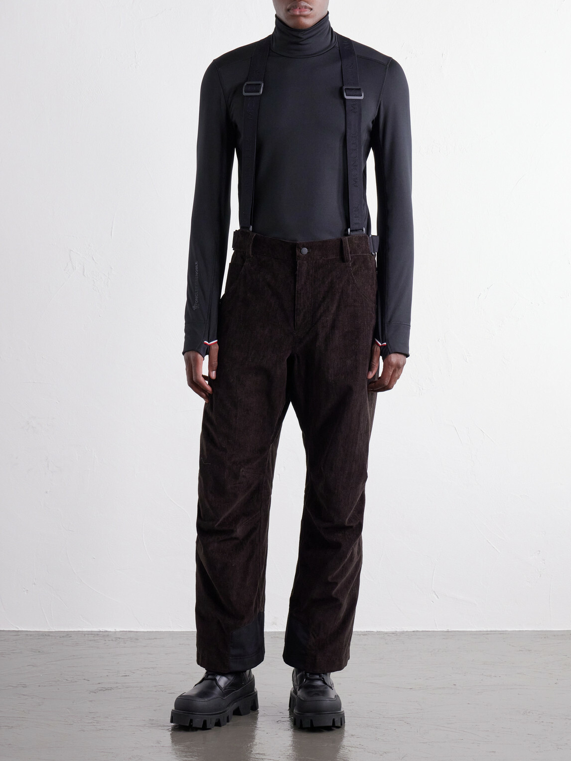 Moncler Grenoble - Straight-Leg Padded Webbing-Trimmed Stretch Cotton-Corduroy Ski Salopettes - Brown