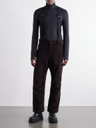 Moncler Grenoble - Straight-Leg Padded Webbing-Trimmed Stretch Cotton-Corduroy Ski Salopettes - Brown