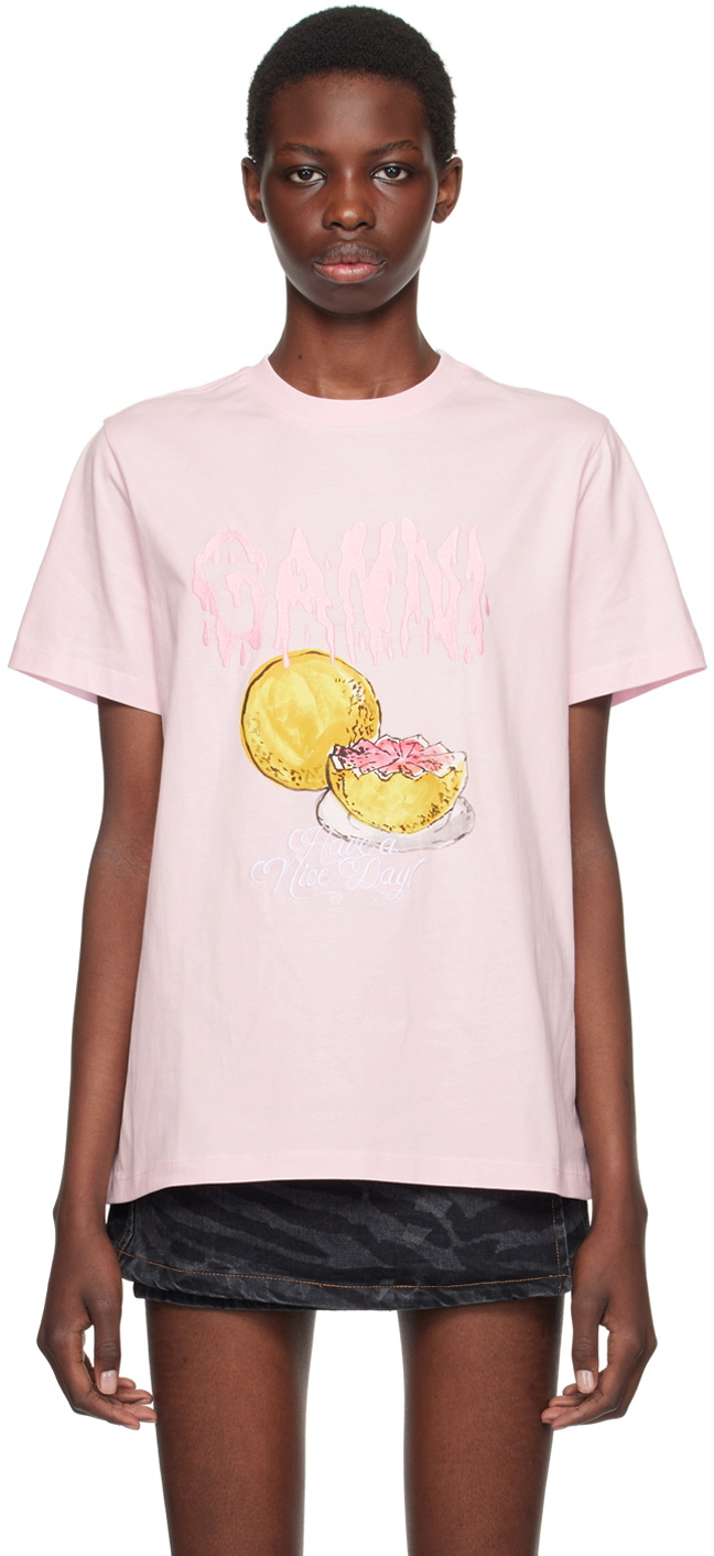 GANNI Pink Grapefruit T-Shirt