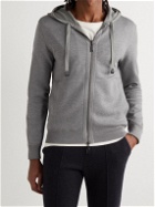 Brioni - Stretch Cotton, Cashmere and Silk-Blend Zip-Up Hoodie - Gray