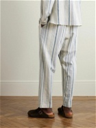 11.11/eleven eleven - Striped Organic Cotton Drawstring Trousers - Blue