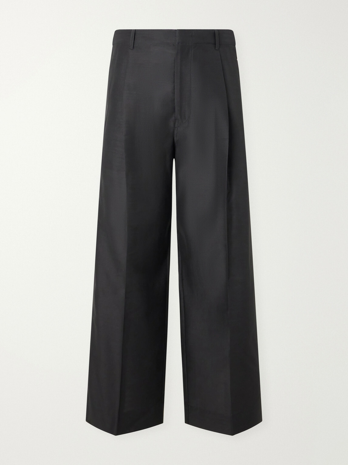 LEMAIRE - Wide-Leg Pleated Wool-Blend Twill Trousers - Black