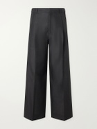 LEMAIRE - Wide-Leg Pleated Wool-Blend Twill Trousers - Black