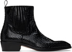 TOM FORD Black Stamped Python Kenneth Chelsea Boots