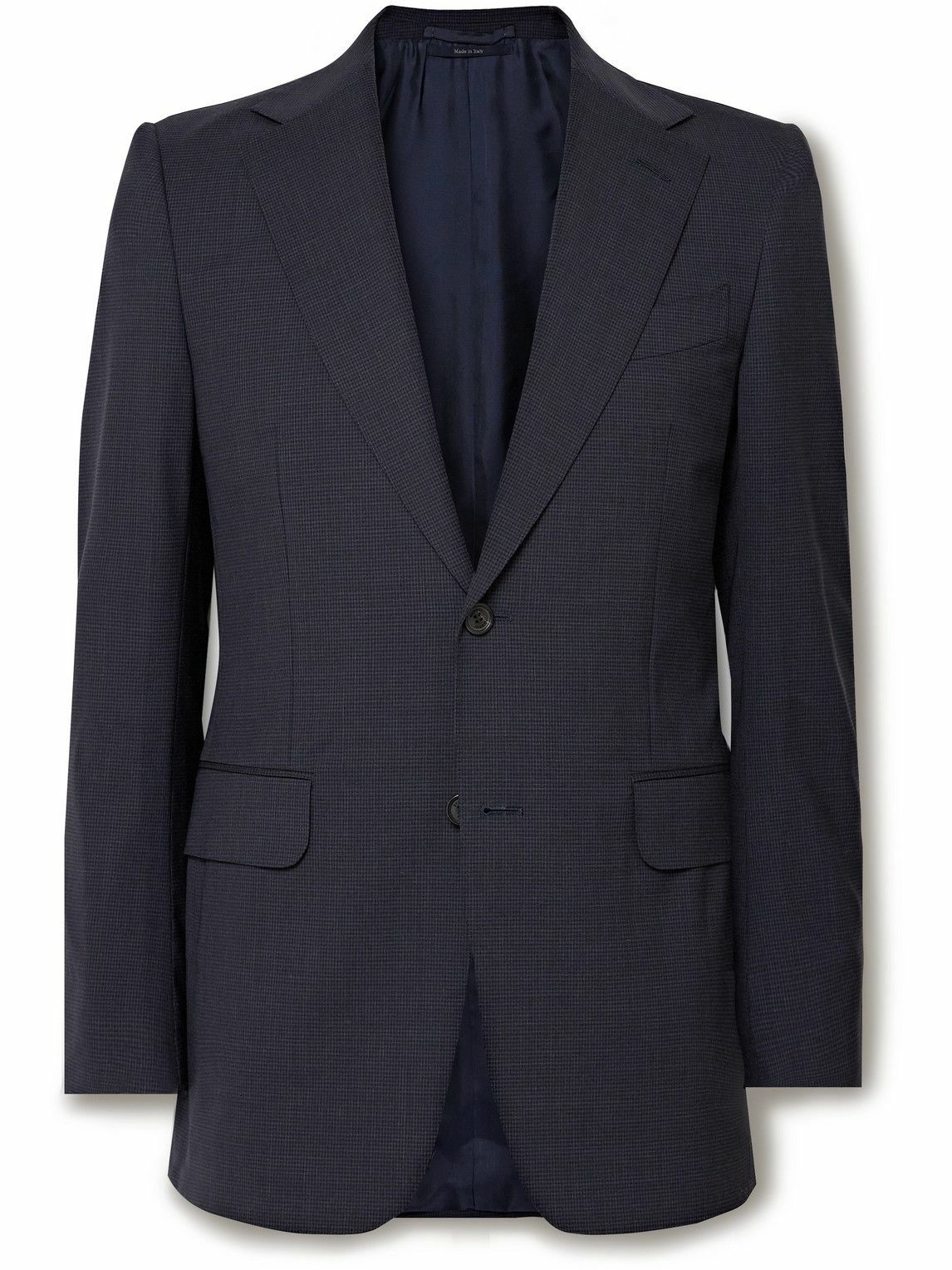 Dunhill - Slim-Fit Micro-Checked Wool-Blend Suit Jacket - Blue Dunhill