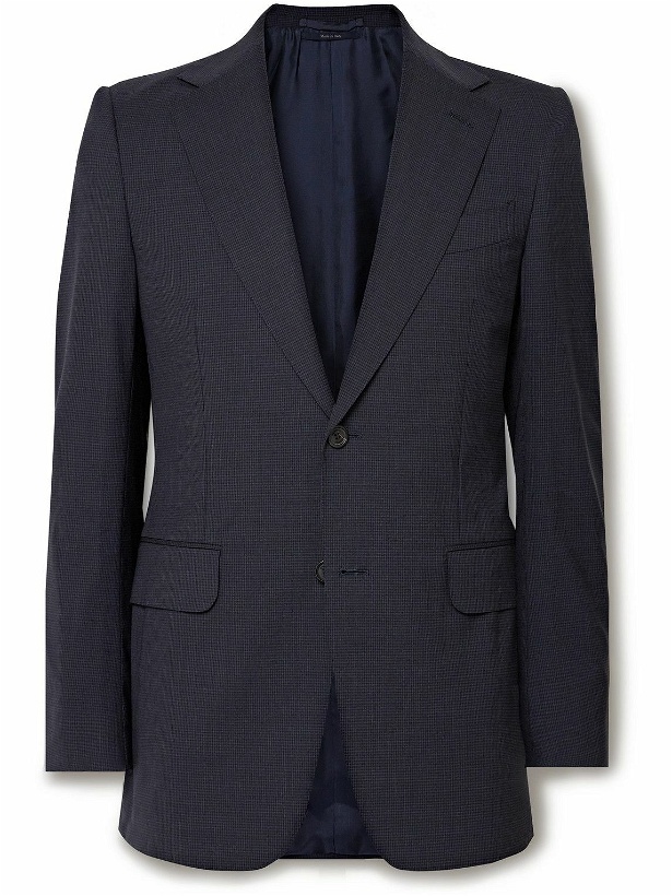 Photo: Dunhill - Slim-Fit Micro-Checked Wool-Blend Suit Jacket - Blue