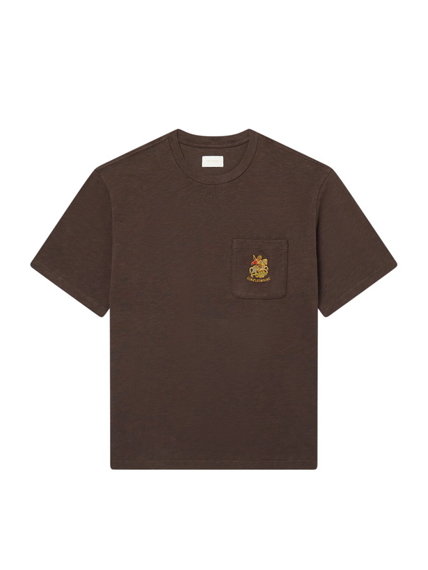 Photo: Aimé Leon Dore - St. George Logo-Embroidered Cotton-Jersey T-Shirt - Brown