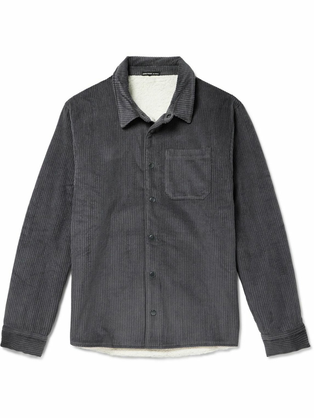Photo: James Perse - Fleece-Lined Cotton and Wool-Blend Corduroy Jacket - Gray