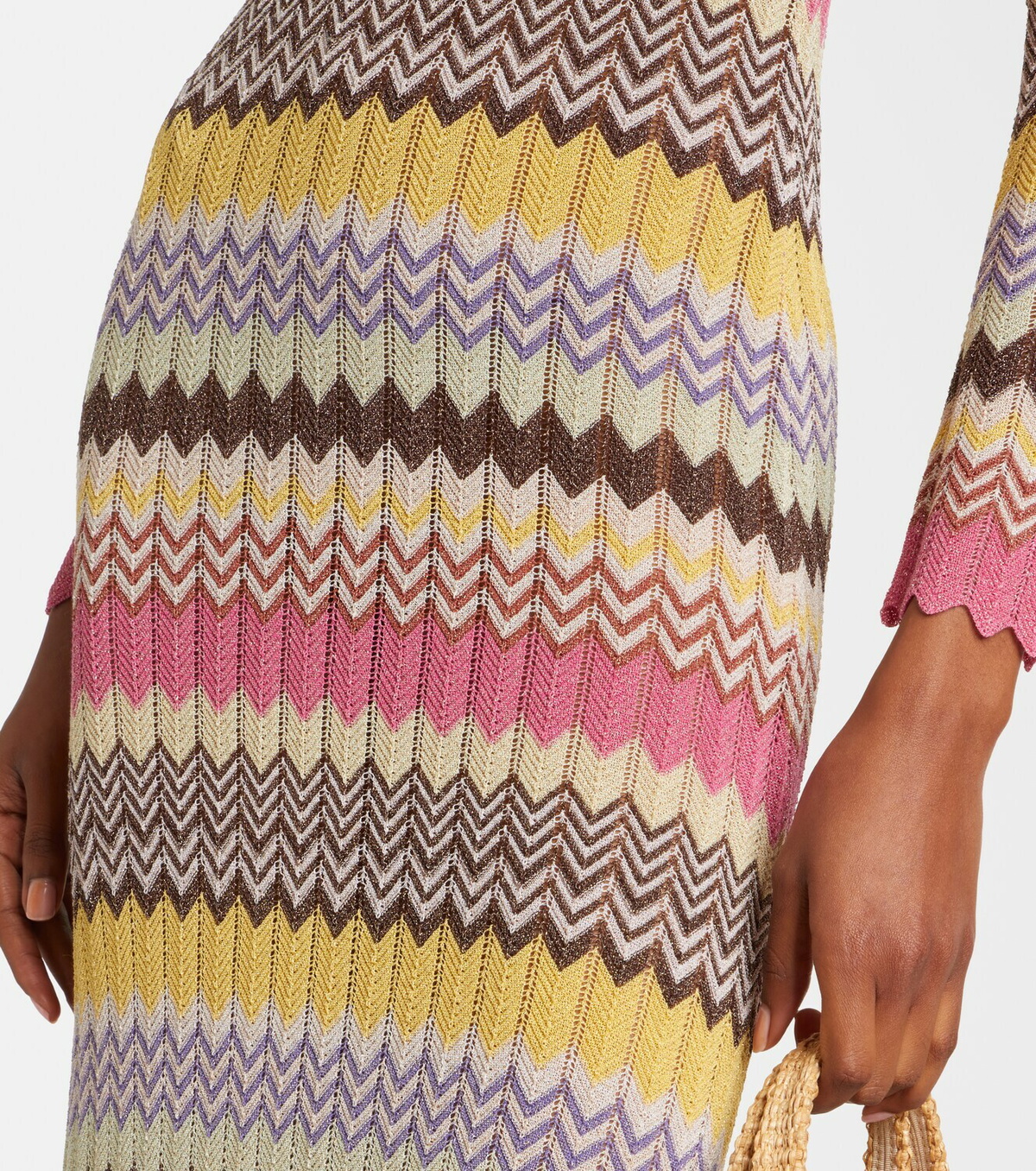 Faithfull Pedro chevron lamé maxi dress