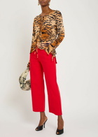 Never Fully Dressed Scallop Cropped Wide-leg Jeans Red