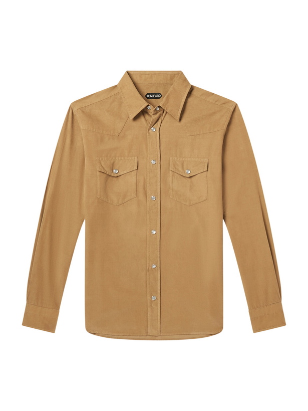 Photo: TOM FORD - Slim-Fit Cotton-Corduroy Shirt - Brown