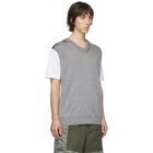 Junya Watanabe White and Grey Thin Knit Jersey T-Shirt