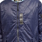 Taion Men's x Beams Lights Reversible MA-1 Down Jacket in Navy/Grey