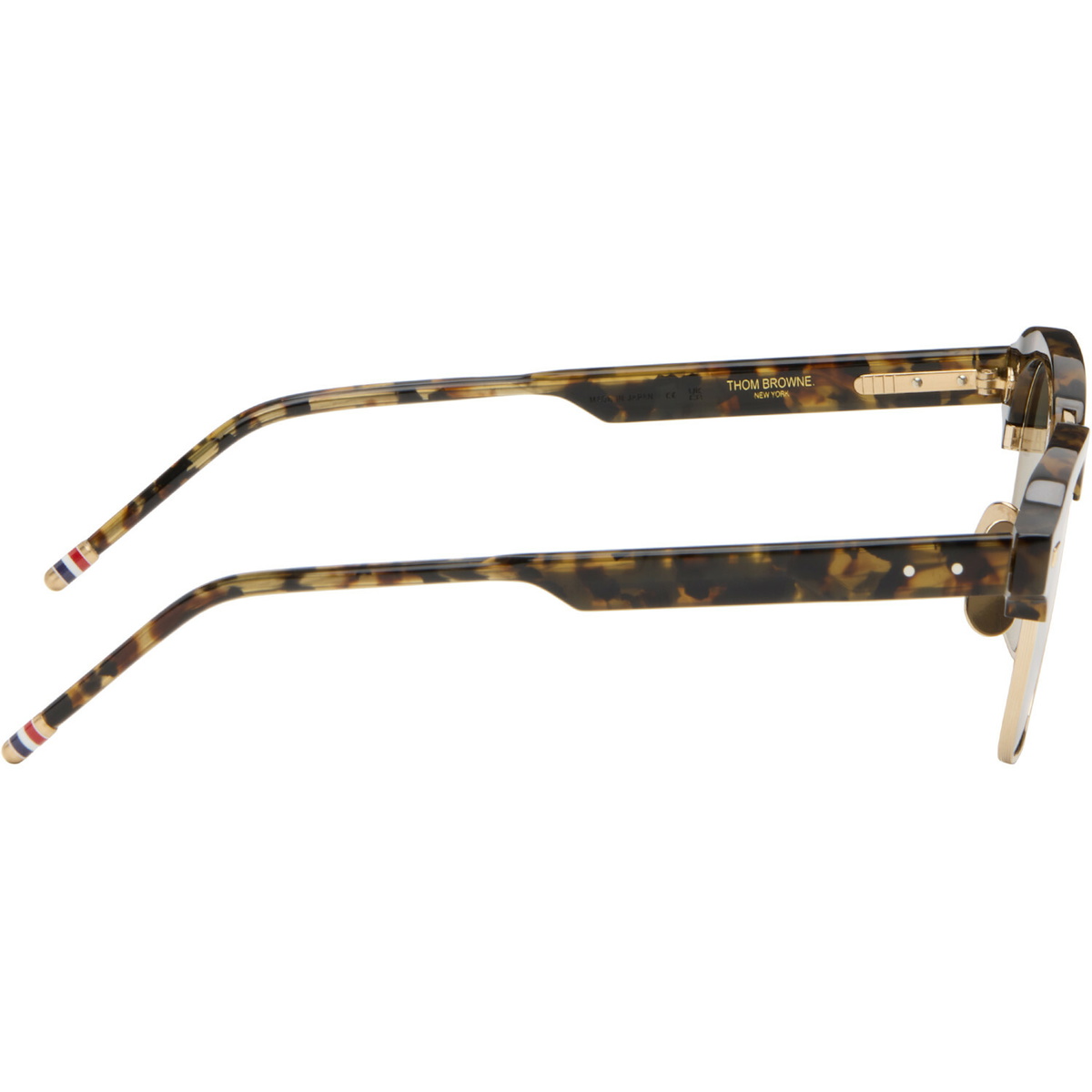 Thom Browne Brown Acetate & Titanium Square Sunglasses