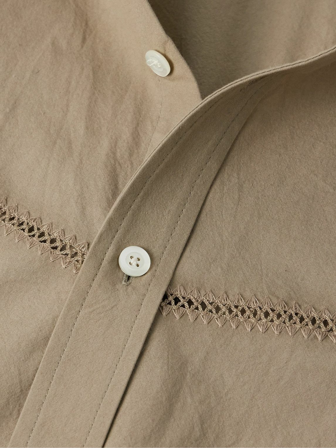 Small Talk - Crochet-Trimmed Cotton-Poplin Shirt - Neutrals