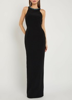 Balmain Crystal-embellished Crepe Gown Black