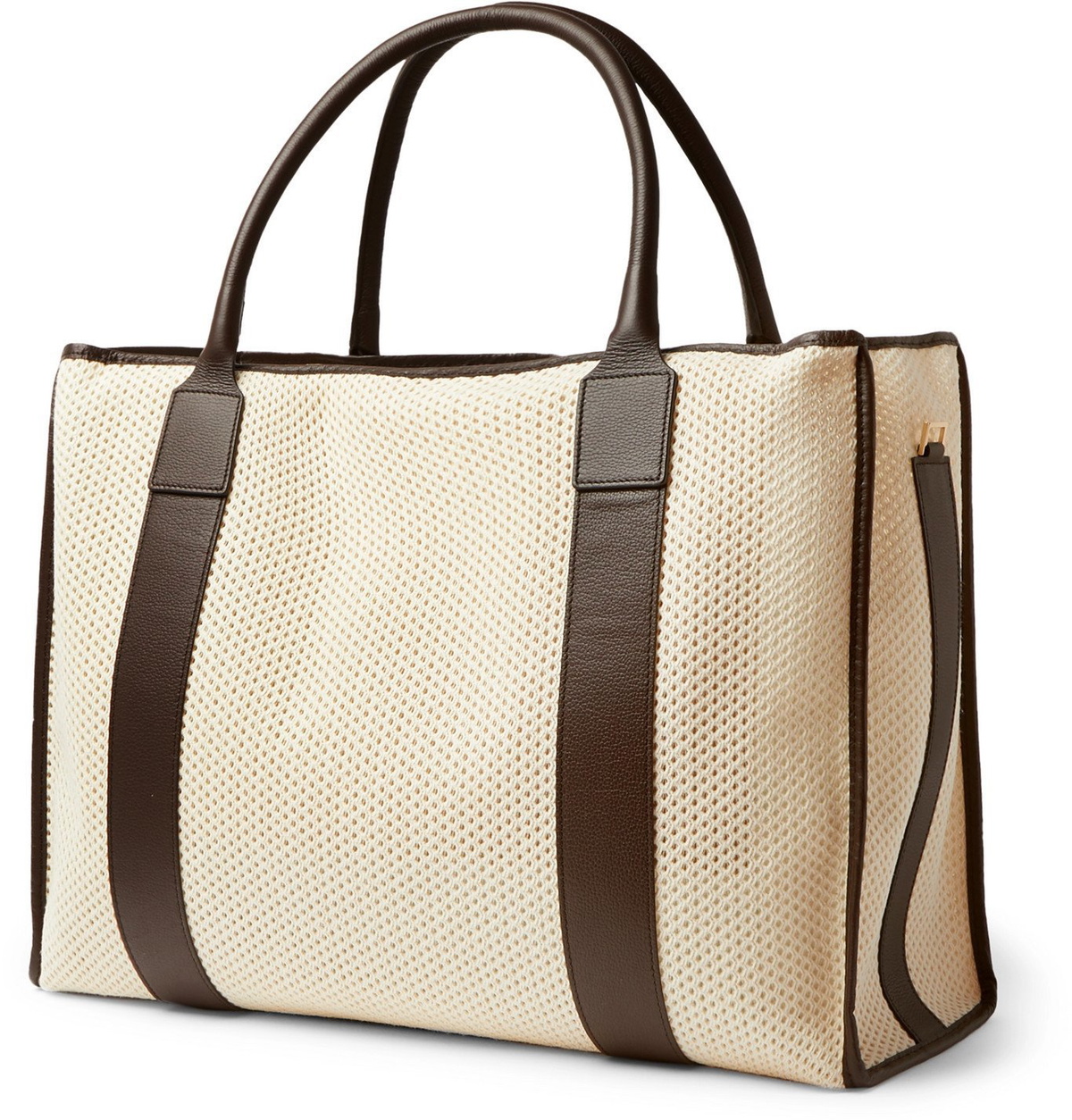 MONTROI - Elektra Leather-Trimmed Mesh Tote Bag - Brown