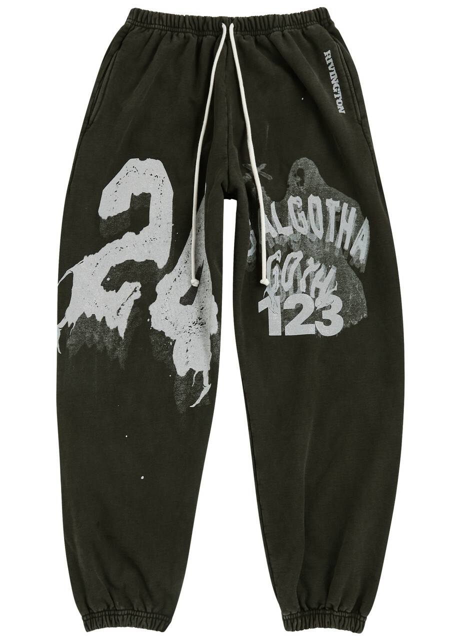 Rivington Roi Rebis Enemy Printed Cotton Sweatpants Black