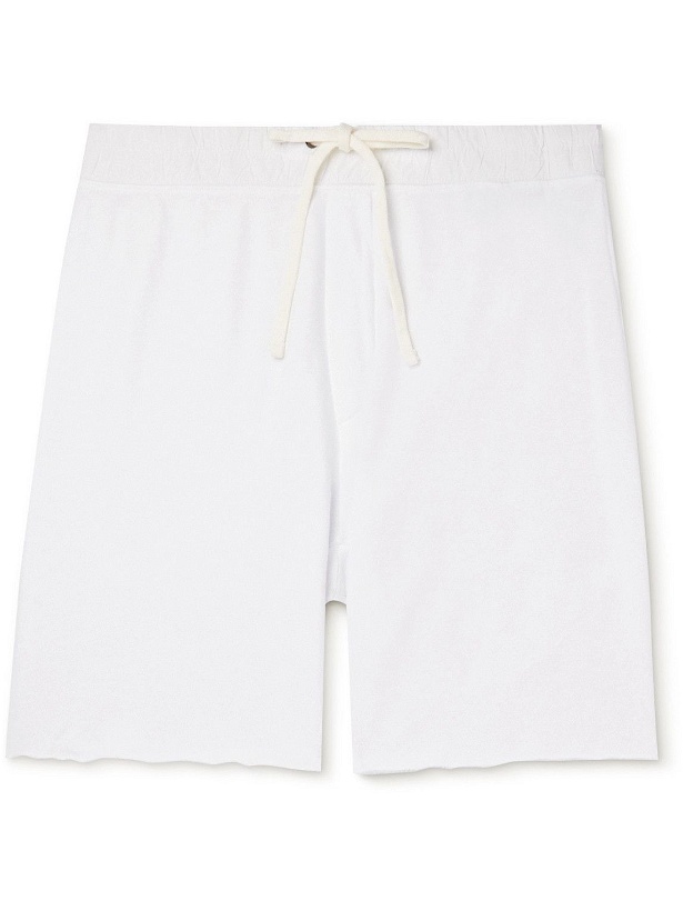 Photo: James Perse - Straight-Leg Poplin-Trimmed Supima Cotton-Jersey Drawstring Shorts - White