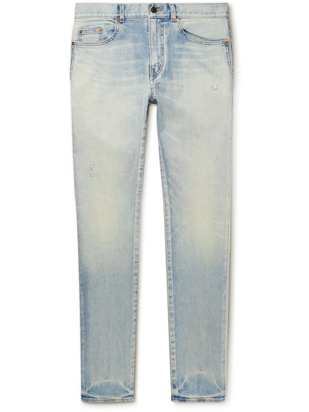 Photo: SAINT LAURENT - Skinny-Fit Distressed Jeans - Blue