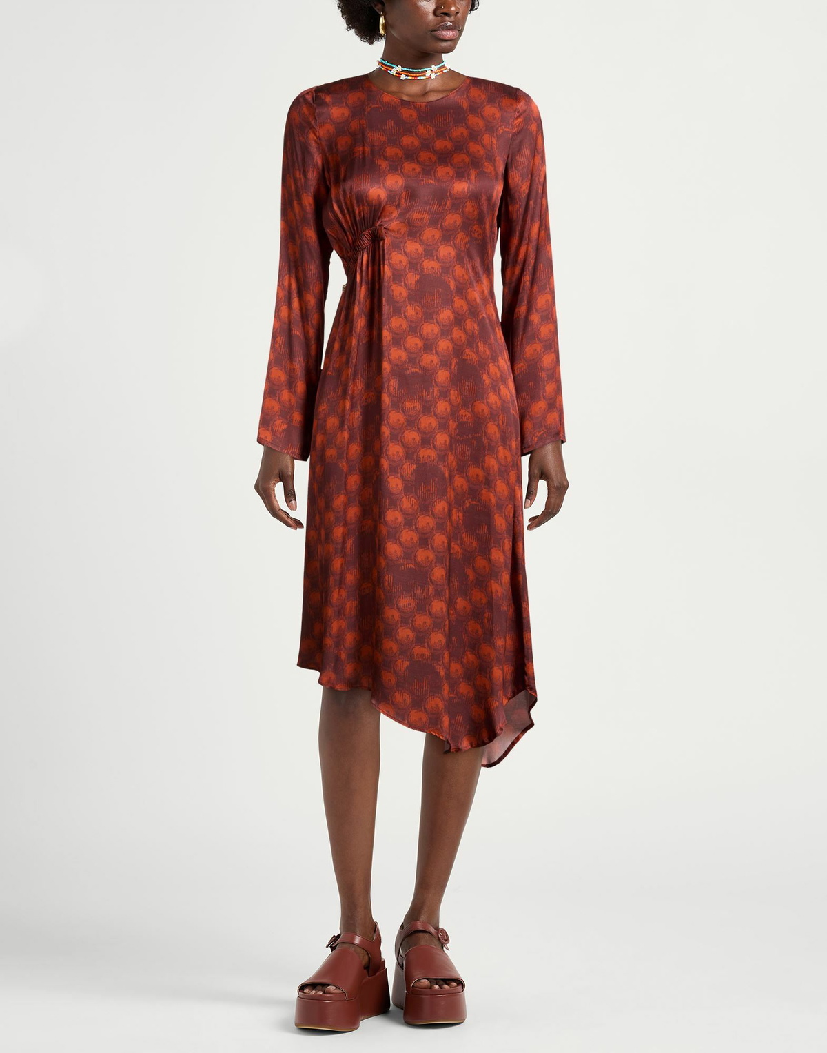 Manila Grace Womens Midi dress Rust