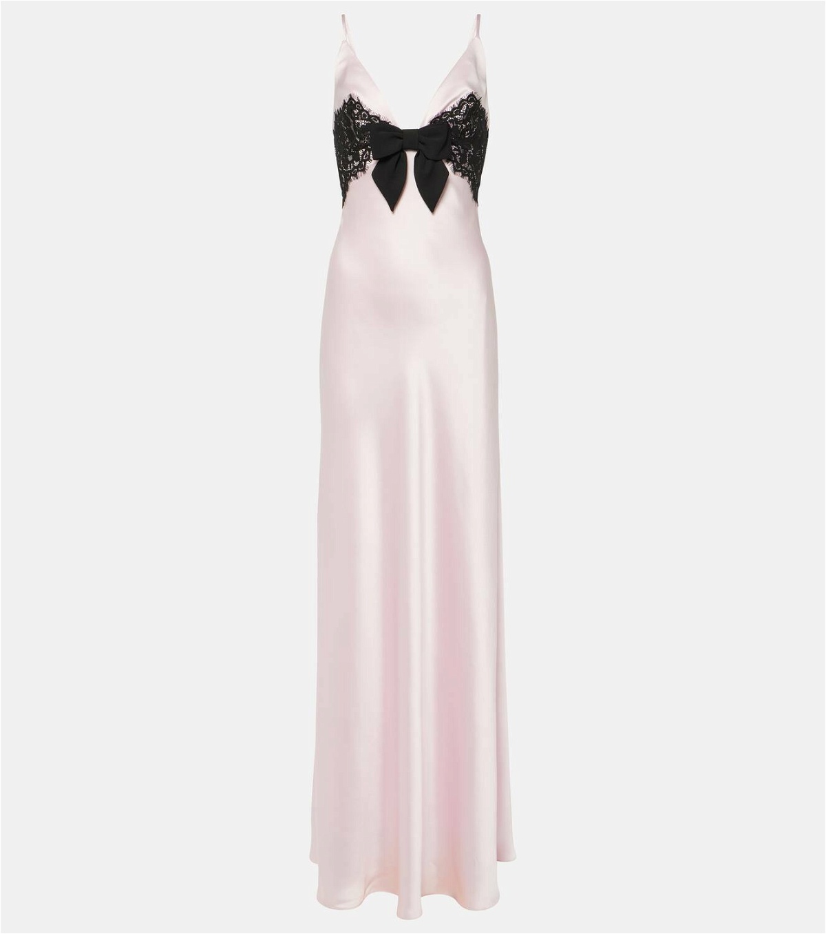 Rasario Lace-trimmed satin gown