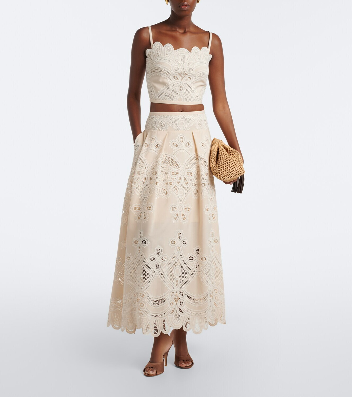 Elie Saab Embroidered scalloped crop top