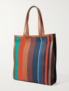 PAUL SMITH - Leather-Trimmed Striped Recycled Canvas Tote Bag