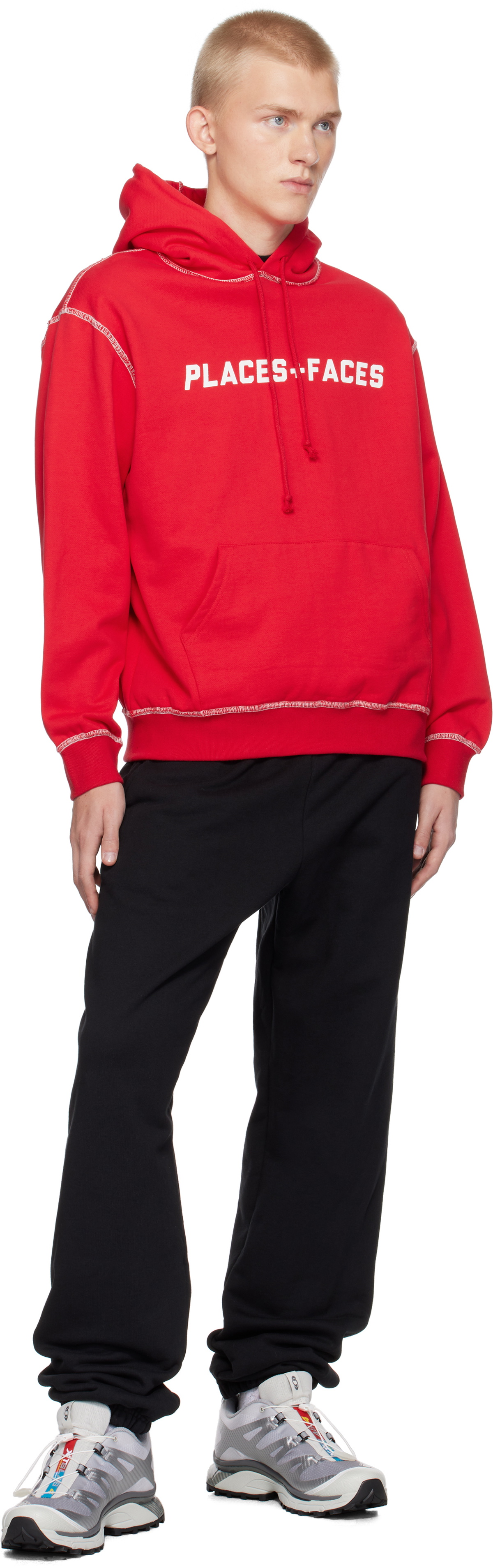 PLACES+FACES Red Contrast Stitch Hoodie