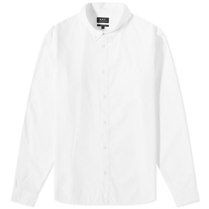 Photo: A.P.C. Men's Edouard Button Down Logo Shirt in White
