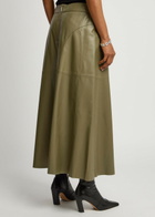 Arma Indrina Panelled Leather Midi Skirt Sage