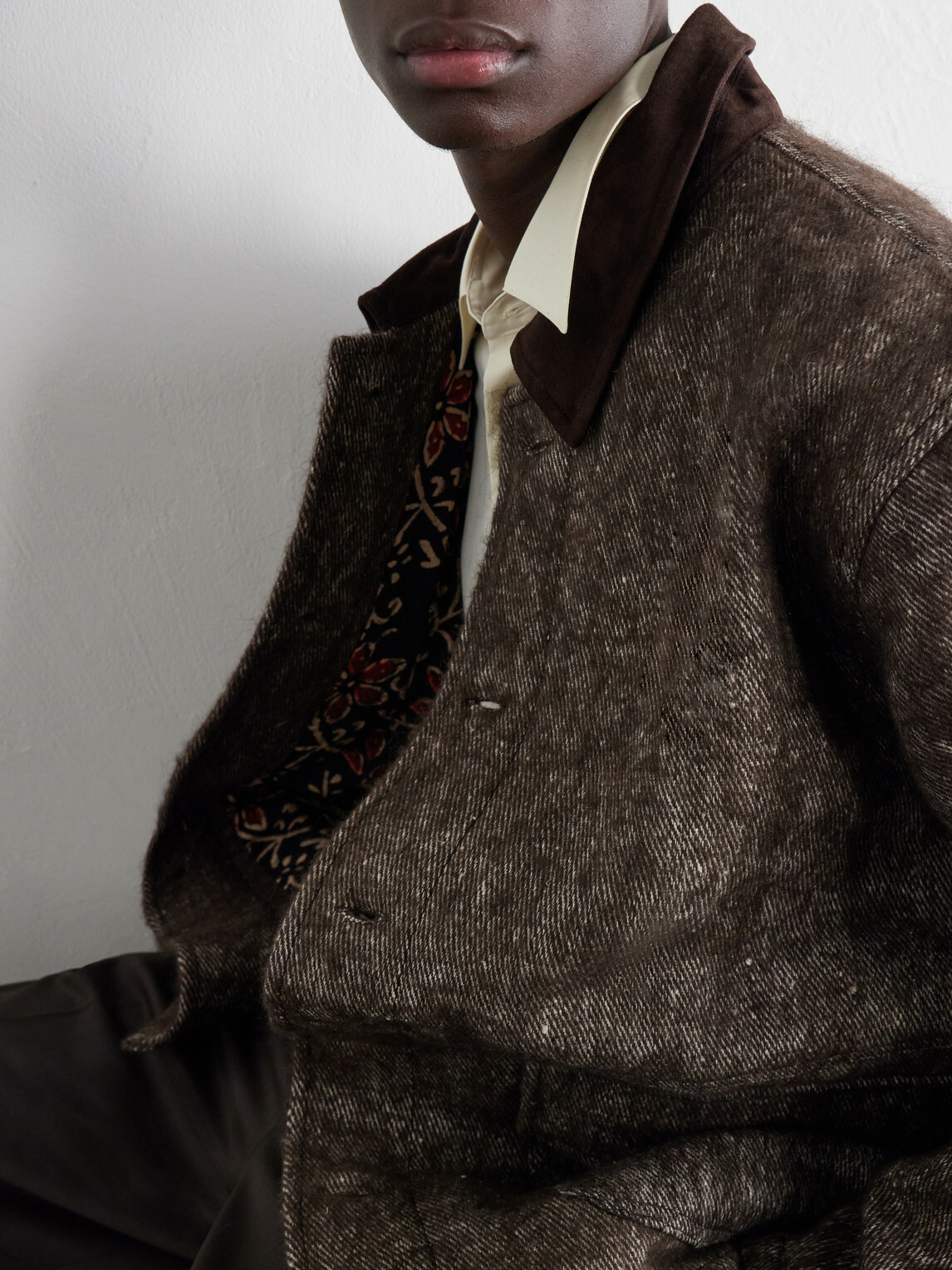 Kartik Research - Suede-Trimmed Yak and Silk-Blend Twill Jacket - Brown