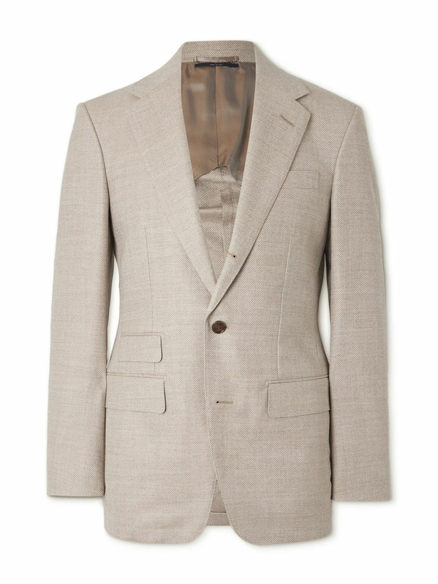Photo: Dunhill - Bourdon Herringbone Wool-Flannel Blazer - Natural