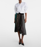 Prada Paneled belted midi skirt