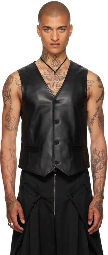 Photo: LU'U DAN Black Tailored Leather Vest